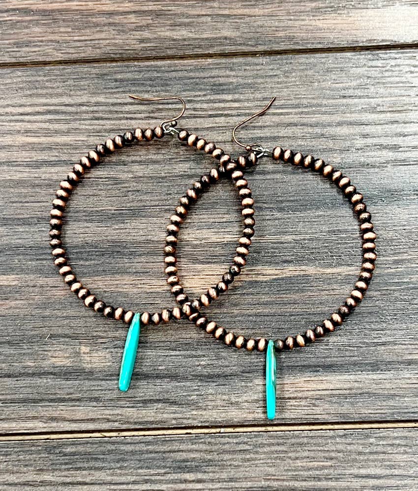 Copper Bead Hoop Earrings