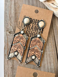 Western Style Turquoise Stone Chevron Dangle Earrings