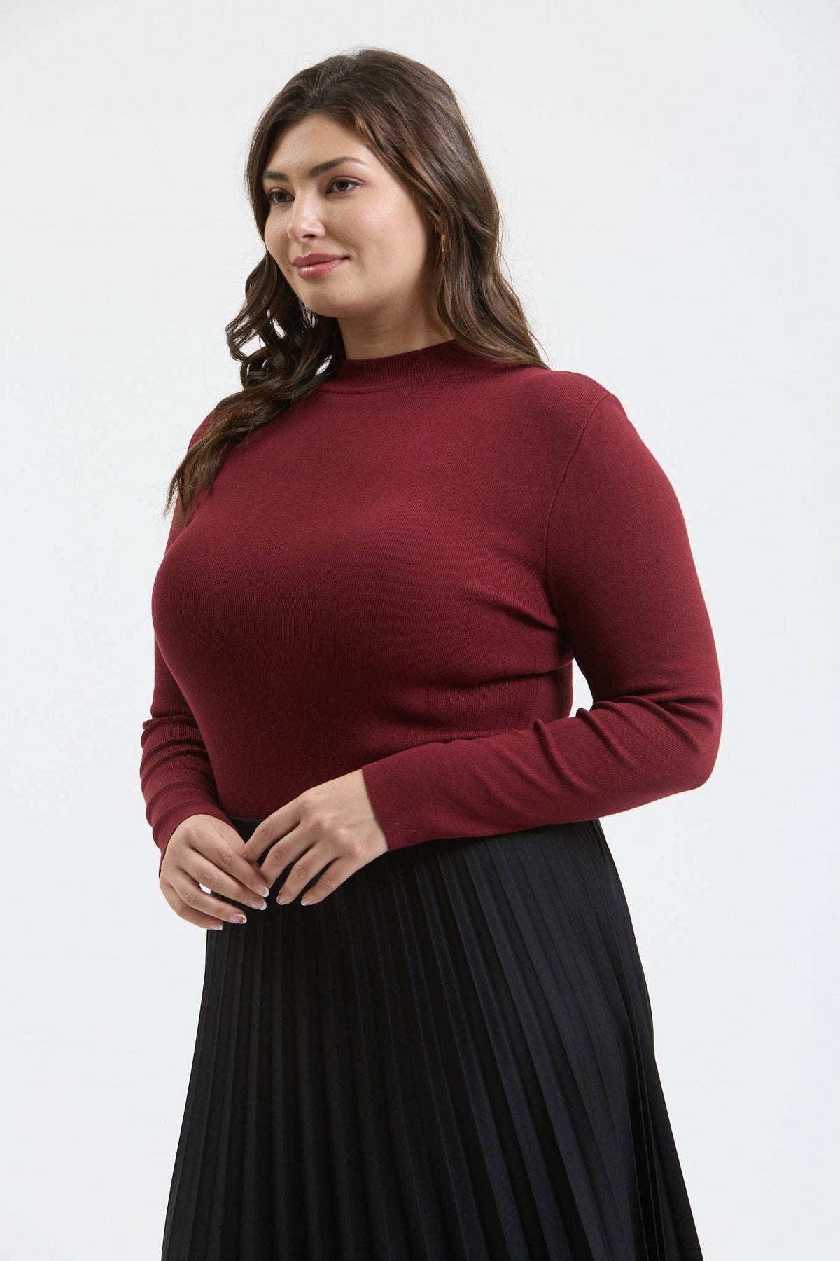 Plus Mock Neck Long Sleeve Top