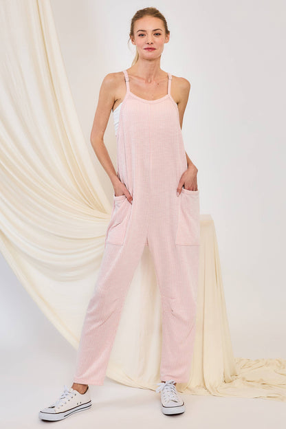 WRINKLE RIB STRAPPY JUMPSUIT