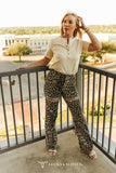 Leopard Thigh Cut Out Straight Trouser Jeans Inseam 32"