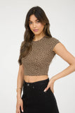 Leopard Print Short Sleeve Cropped Top