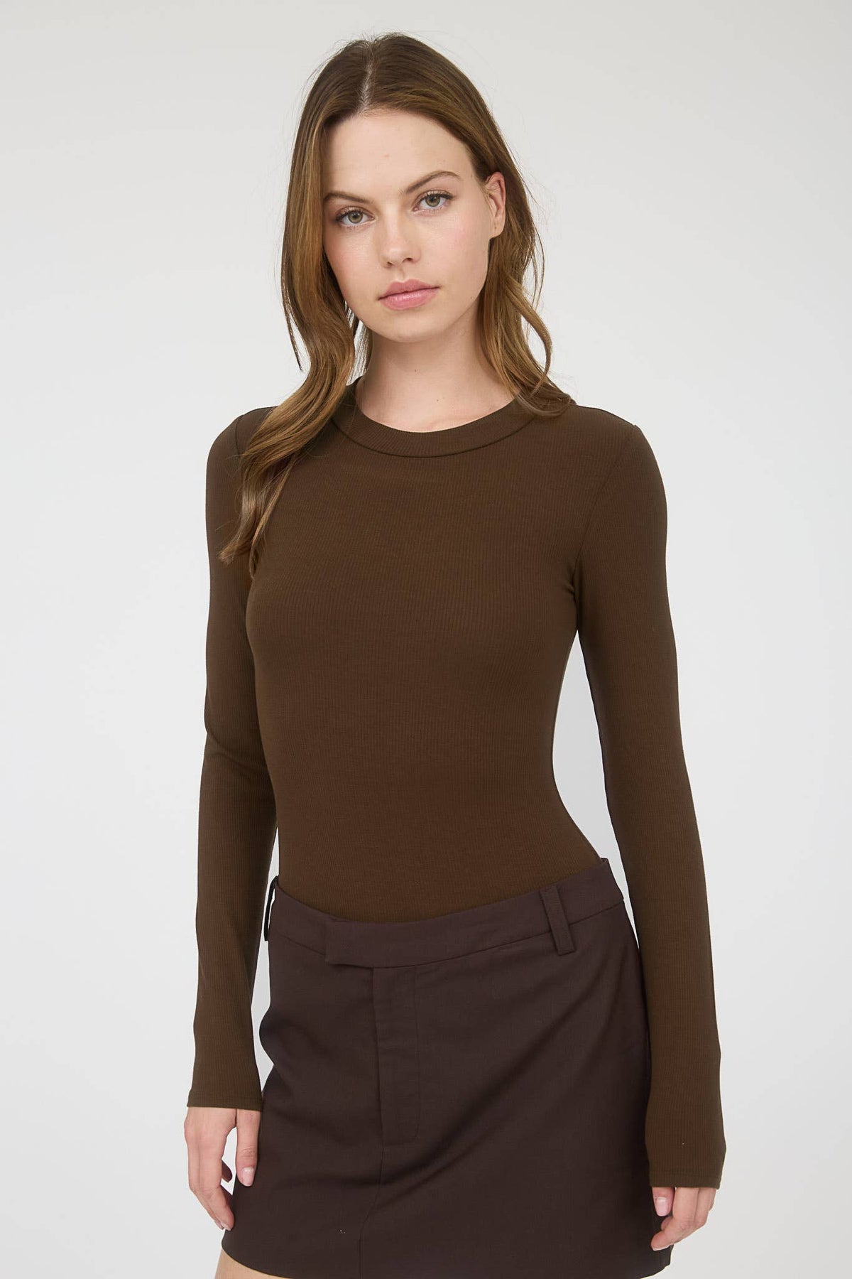 Round Neck Long Sleeve Sweater Bodysuit