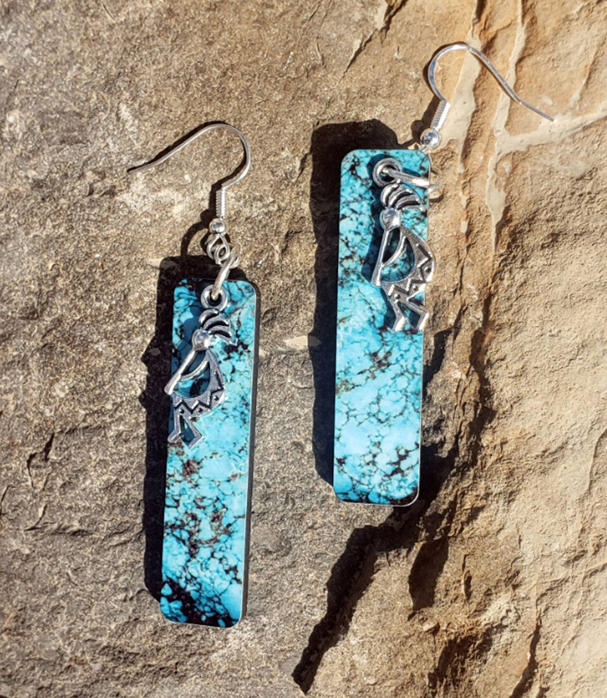 Kokopelli Turquoise Southwestern Earrings