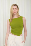 Asymmetrical Snap Button Sleeveless Top