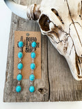 Western 5 Tier Stone Concho Post Drop Earrings