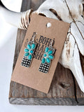 Western Style Pendant with Turquoise Stone Dangle Earrings