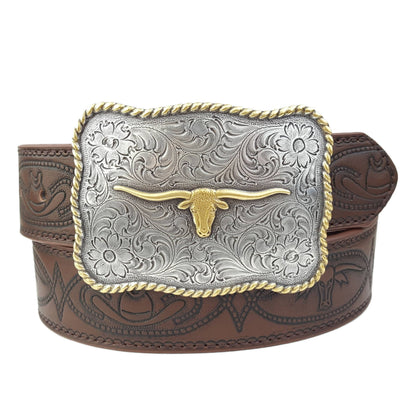 Western Long Horn Buckle Belt