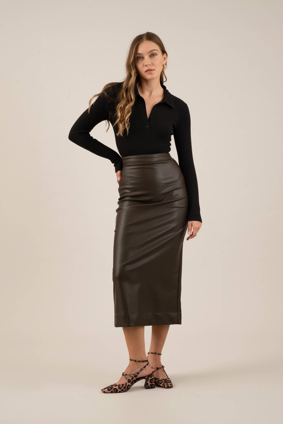Solid Collared Long Sleeve Bodysuit