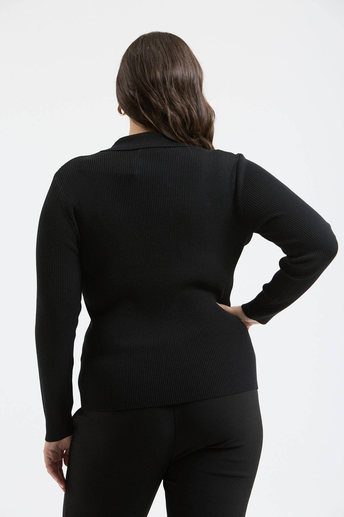 Plus Collard Gold Snap Long Sleeve