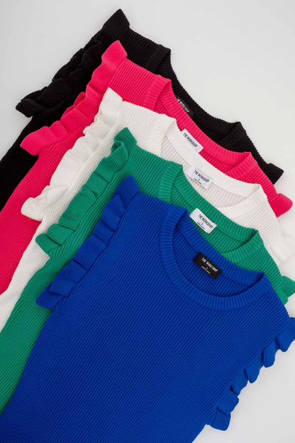 Ruffle Sleeveless Knit Top