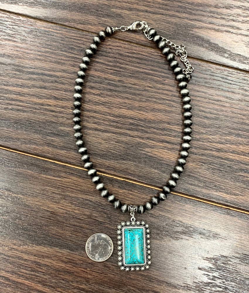 Handmade 16" Navajo Turquoise Necklace