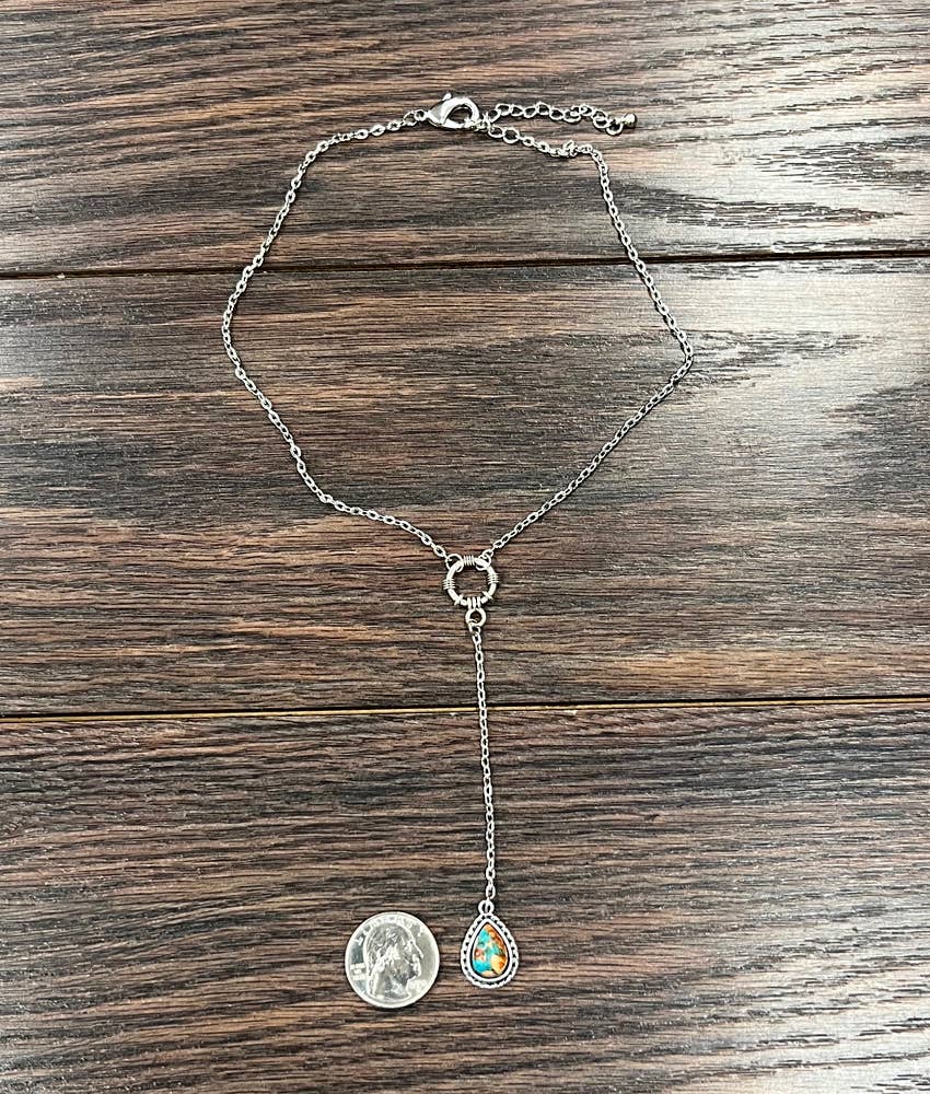 Drop Gemstone Y-Necklace