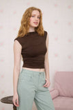 Funnel Neck Scrunch Knit Top