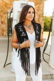 Black Boot-stitched Embroidered Cape W Fringe