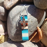 Zia Charm on Teal Serape Print Necklace