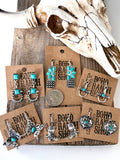 Western Style Pendant with Turquoise Stone Dangle Earrings