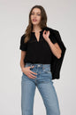 Short Sleeve Lace Trim Blouse
