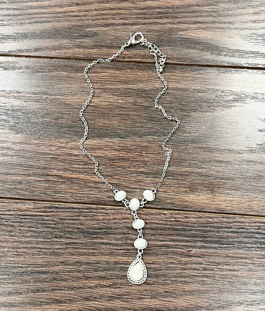 16" Western Drop White Turquoise Y-Necklace