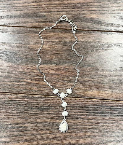 16" Western Drop White Turquoise Y-Necklace