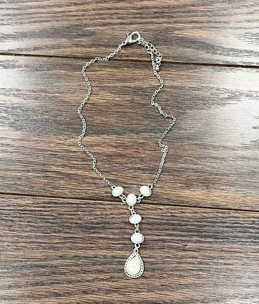 16" Western Drop White Turquoise Y-Necklace