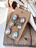 3 Tier Western Style Turquoise Stone Post Drop Earrings