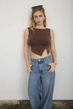 Asymmetrical Snap Button Sleeveless Top