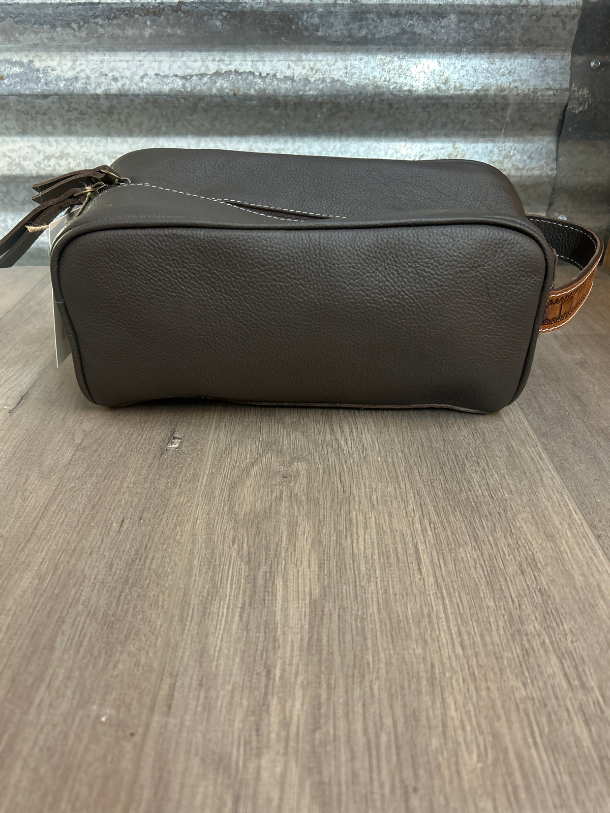 Dark Brown Leather Toiletry Bag
