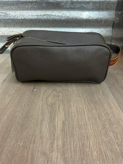 Dark Brown Leather Toiletry Bag