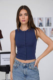 Sleeveless Button Down Knit Top