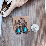Western Teardrop Concho Turquoise Stone Dangle Earrings