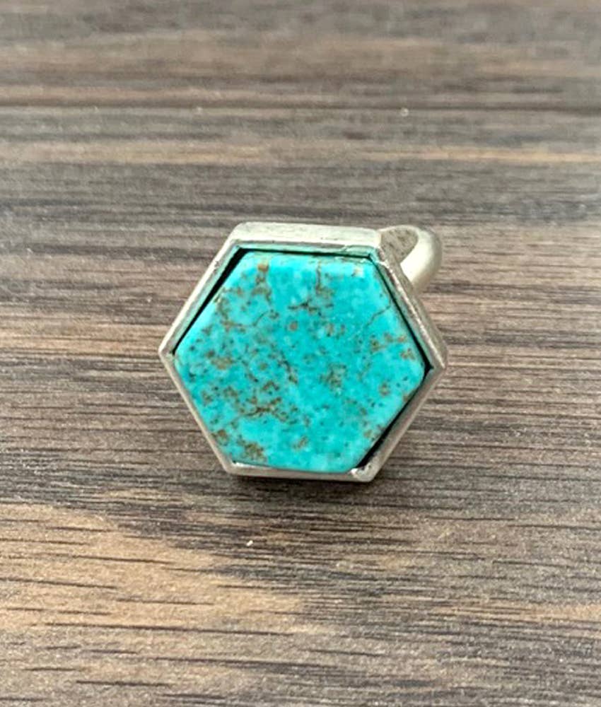 Hexa Turquoise Adjustable Ring