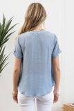 Short Sleeve Lace Trim Blouse