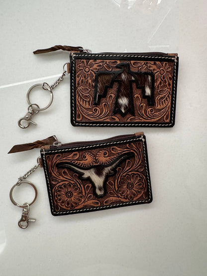 Longhorn Freebird Western Cowhide Leather Keychain Wallet