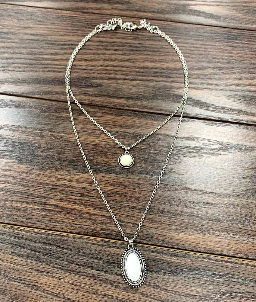 20" 2-strand White Turquoise Necklace