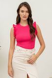 Ruffle Sleeveless Knit Top