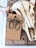 Western Style Coquette Bow with Stone Stud Earrings