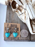 Turquoise Stone Western Heart Dangle Drop Earrings