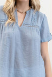 Short Sleeve Lace Trim Blouse