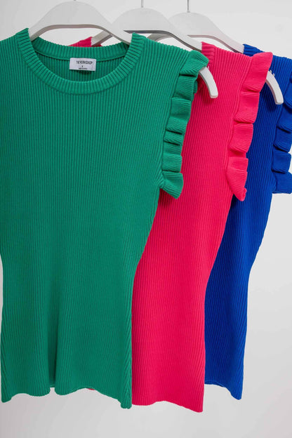Ruffle Sleeveless Knit Top