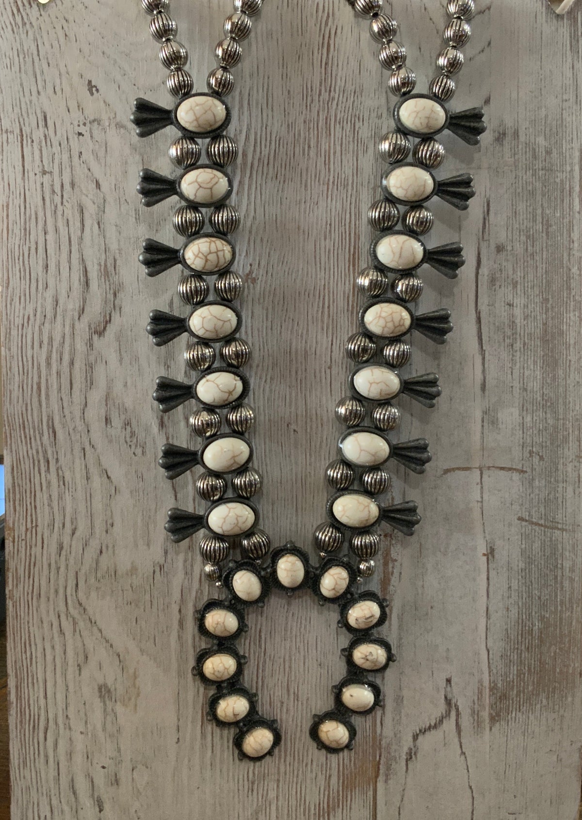 Stone Squash Blossom Necklace