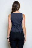 Scallop Lace Trim Button Down Vest Top