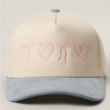 Sweet Hearts and Bows Embroidery Two-Tone Trucker Hat