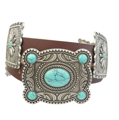 Western Concho Belt in Genuine Cowhide Leather