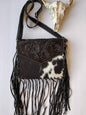 Western Leather Cowhide Fringe Tassel Clutch Crossbody