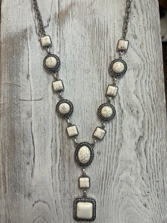 Circle & Square Lariat Necklace