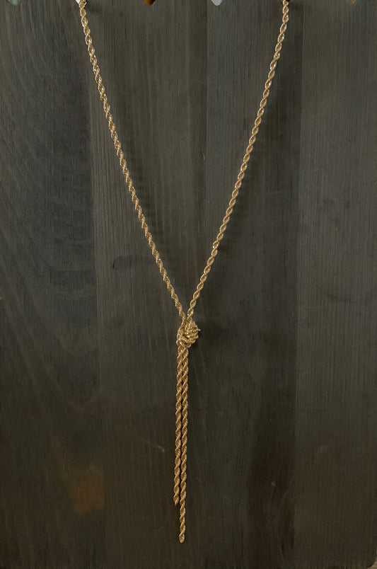 Gold Rope Lariat Necklace