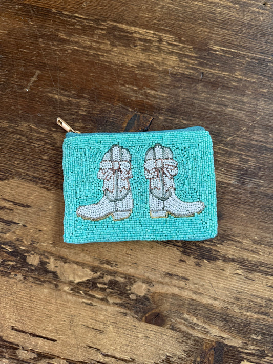 Boots Beaded Coin Purse