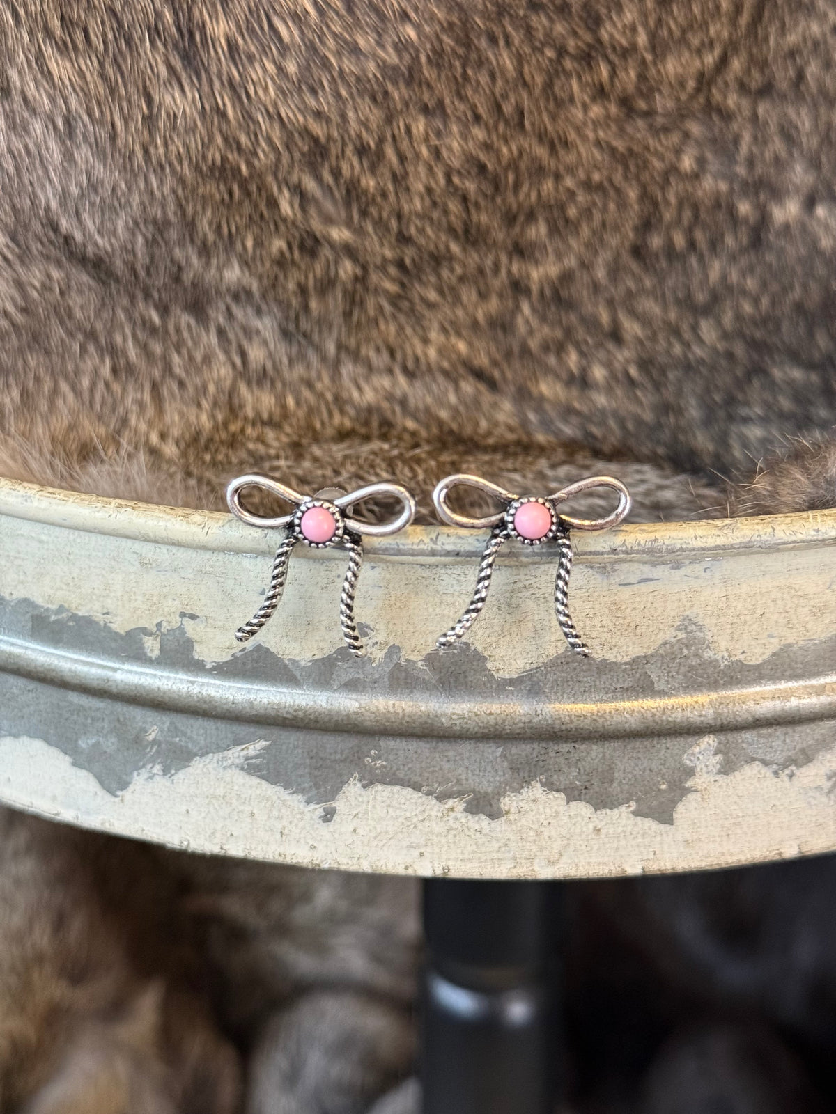 Coquette Bow Stone Stud Earrings