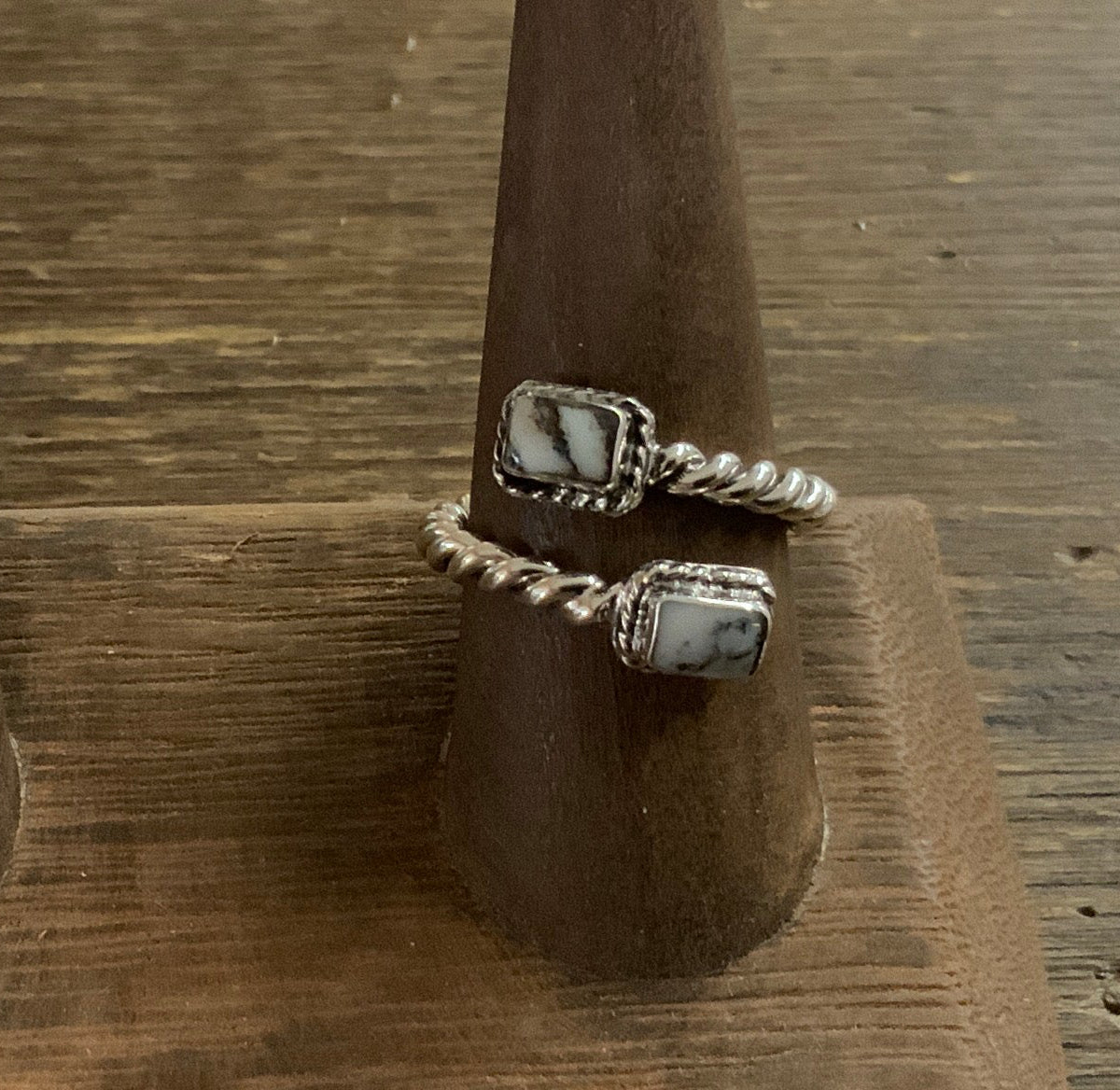 Howlite Double Rectangle Adjustable Ring